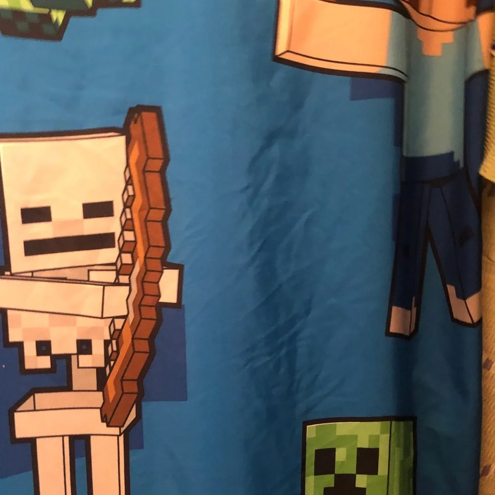 Minecraft Kids Costume Shower Curtain - Blue with TNT & Creeper